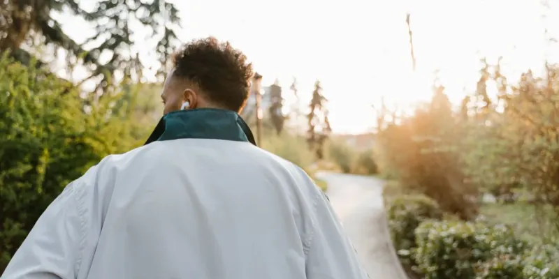 Man walking outside.